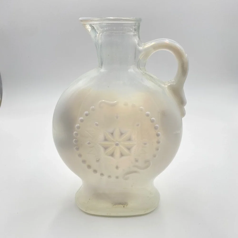 Jim Beam 1957 Vintage Opalescent Milk Glass Decanter Bottle